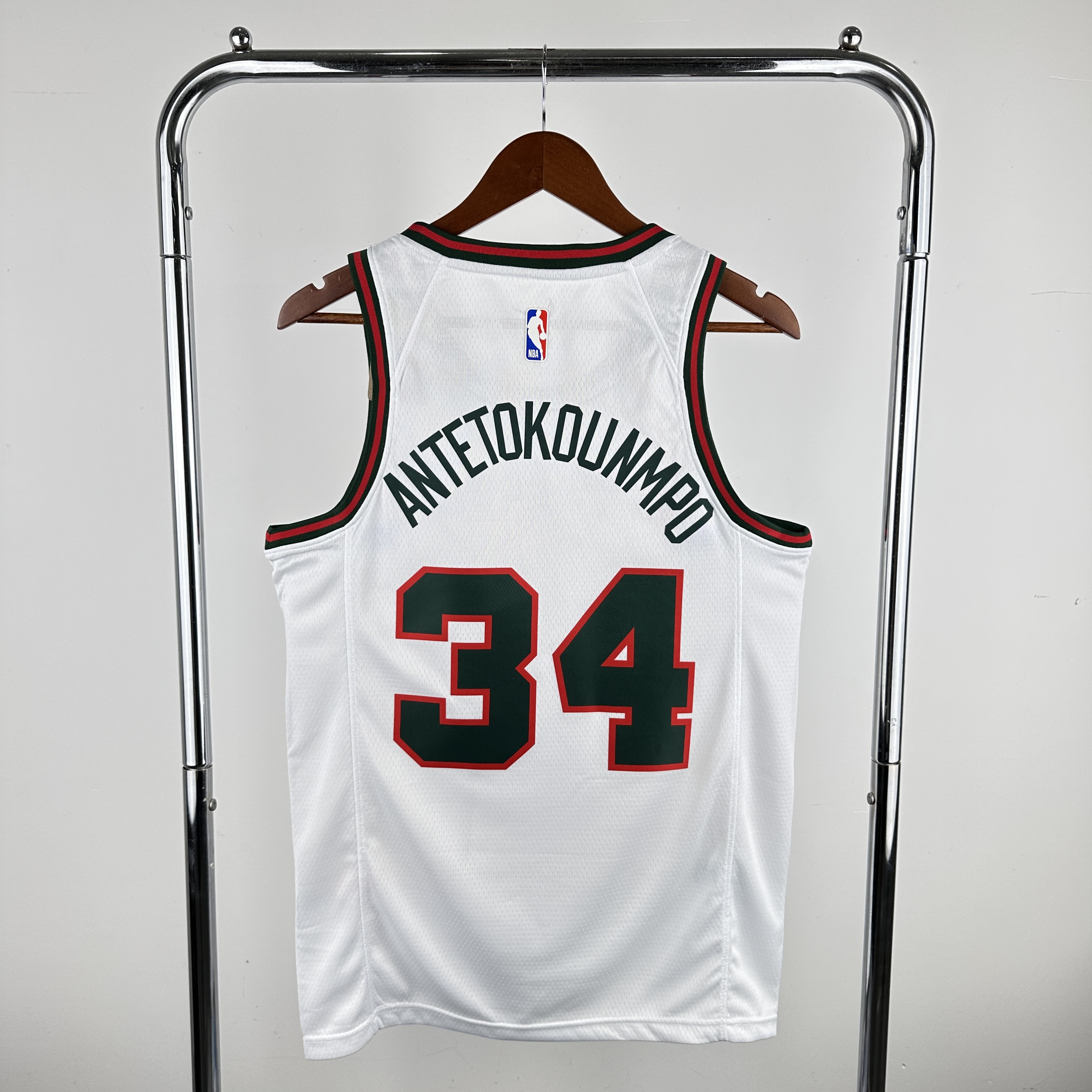 Men Milwaukee Bucks 34 Antetokounmpo White Throwback Nike 2024 NBA Jersey